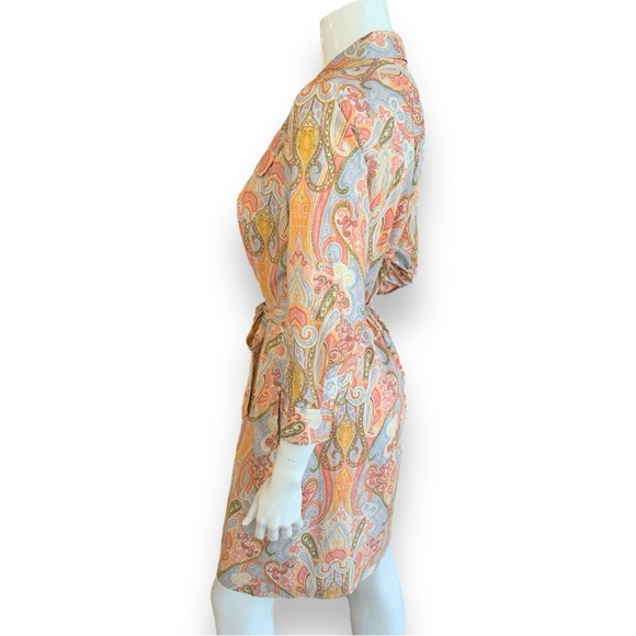 TOMMY HILFIGER PAISLEY PRINT BUTTON DOWN SHIRT DRESS. WOMEN’S SIZE MEDIUM - Picture 4 of 6